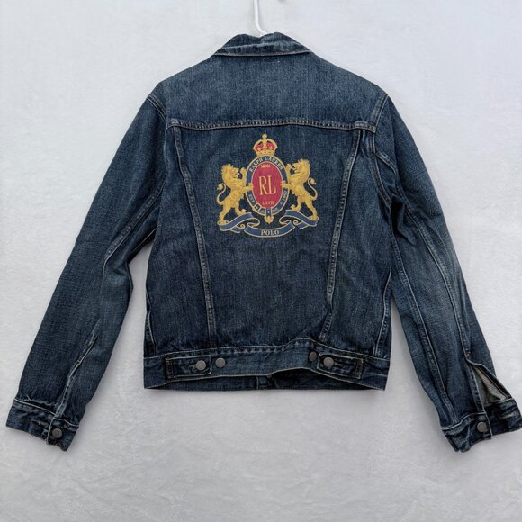 Polo Ralph Lauren Denim Jacket Mens S Blue Trucker Crest Flap Pocket